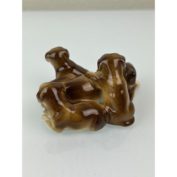 Vintage Ceramic Bulldog & Puppies Figure Brown Dogs Flaw Chipped Ear Home Decor - Picture 6 of 12